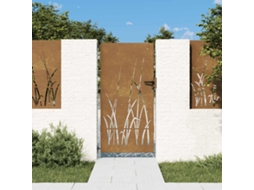 Vidaxl Portão De Jardim 85x200 Cm Aço Corten Design Erva