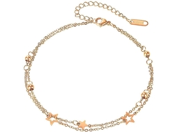 Pulseira de Tornozelo em Ouro Rosa com Pingentes S/MARCA
