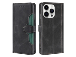 Capa Para Iphone 15 Pro Pele Sintética Preto