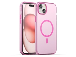 Capa Híbrida Translúcida Para Iphone 15 Plus - Tpu E Pc Com Magsafe | Fosca - Rosa