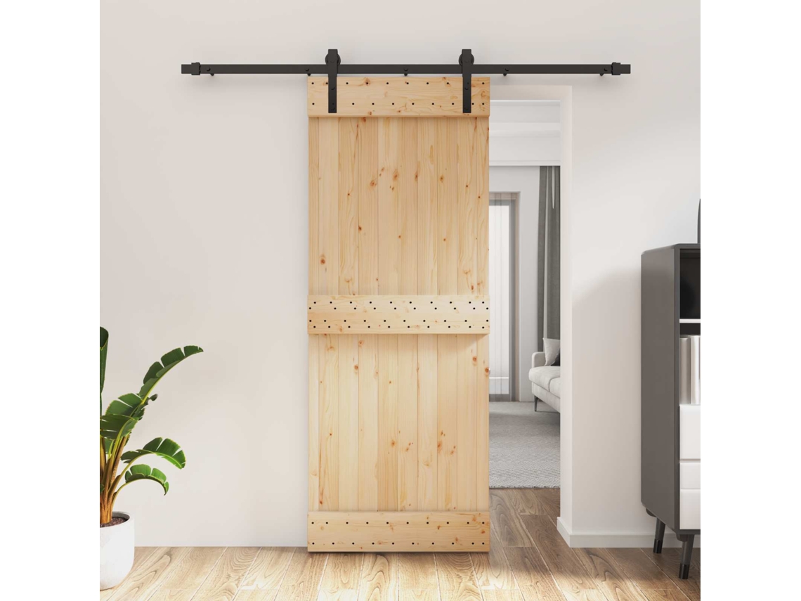 Vidaxl Porta Deslizante Natural E Preto 80 X 210 Cm