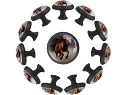 Puxadores E Botões Redondos Para Gavetas Armários, Conjunto De 12 Peças, Com Desenho De Cavalo Marrom, Ideais Para