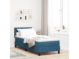 Vidaxl Cama Box Com Cabeceira Azul Escuro 80 X 200 Cm Veludo