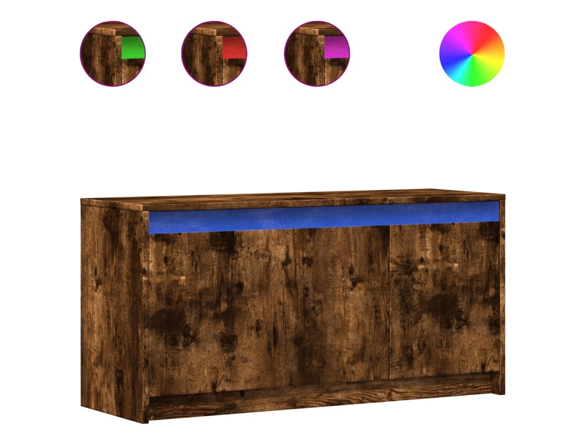 Móvel de TV com luzes LED derivado de carvalho fumado da Madeira MAISON EXCLUSIVE (60x60x102 cm)