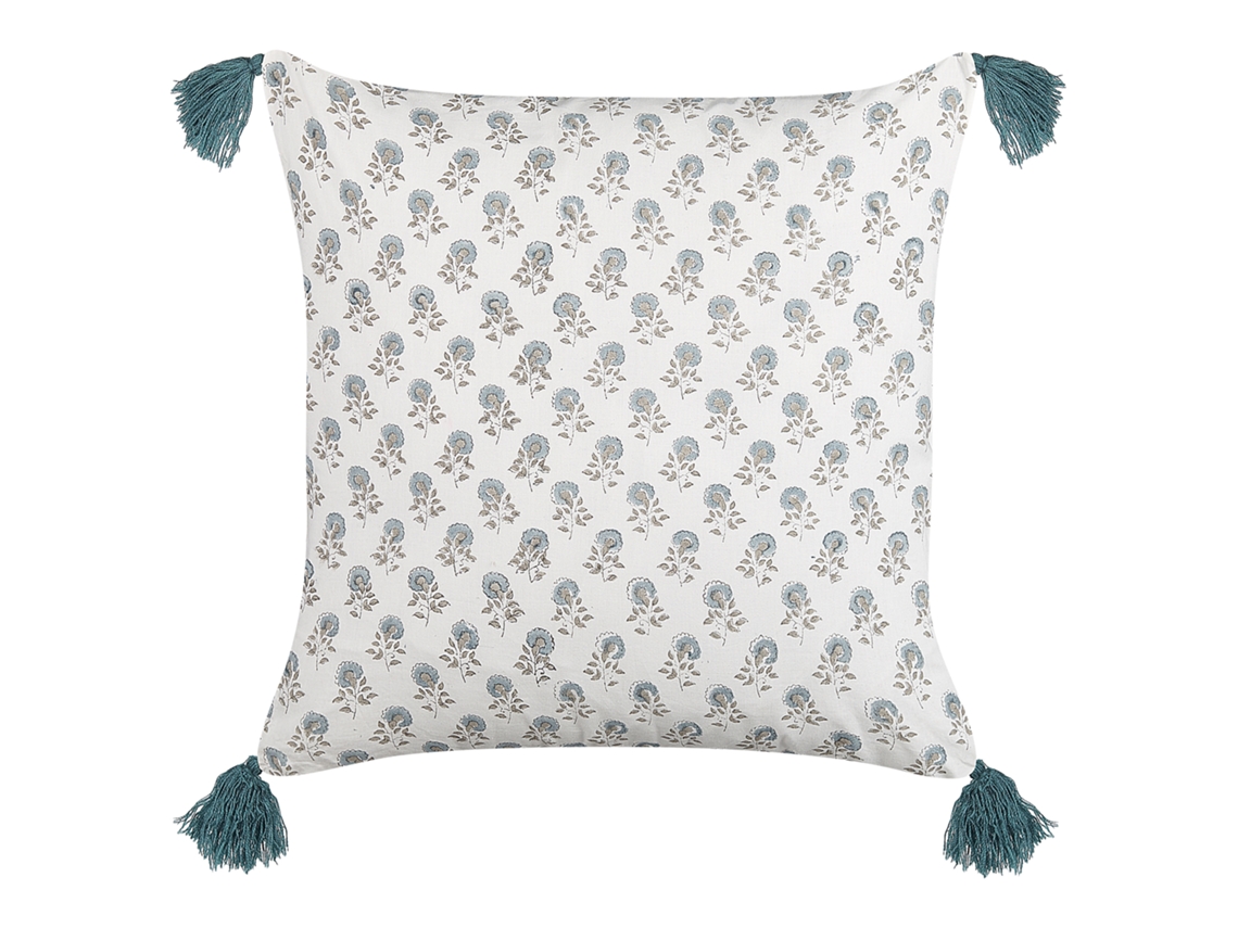 Almofada Decorativa BELIANI Cornus de Algodão Azul 45x45x10