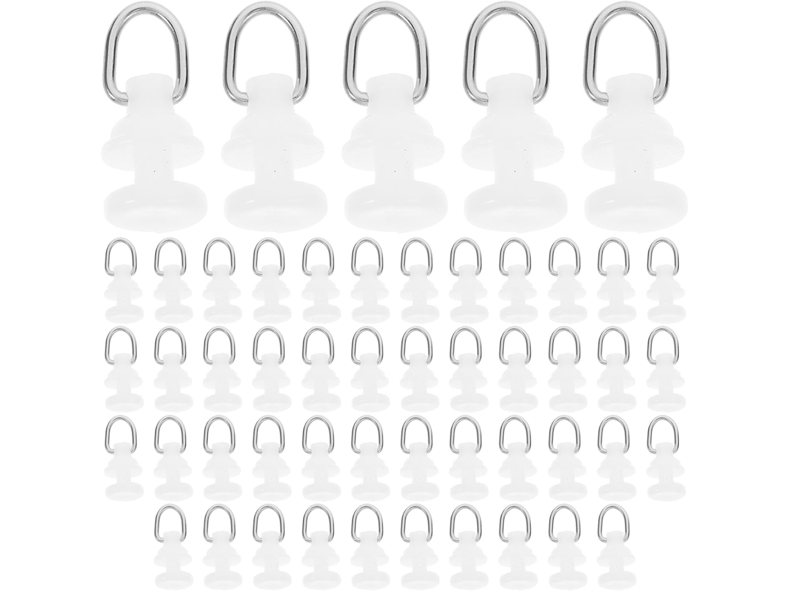 Conjunto De 50 Ganchos Poliéster Para Trilho De Cortina, 6cm, Deslizadores De Pvc Branco Para Persia