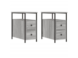 Conjunto de 2 Mesas de Cabeceira Derivados de Madeira Sonoma Cinza MAISON EXCLUSIVE