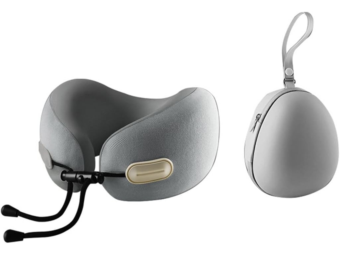 Travesseiro de Viagem em Espuma Viscoelástica, Design Ergonômico e Compacto, Ideal para Aviões, Carros e Viagens Longas BRILVIBERA (cinza)