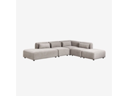 Sklum Sofá Modular De Canto Em 4 Peças Com Chaise Longue À Esquerda E Puff Fogler Poliéster                       Bombazina Toupeira Claro