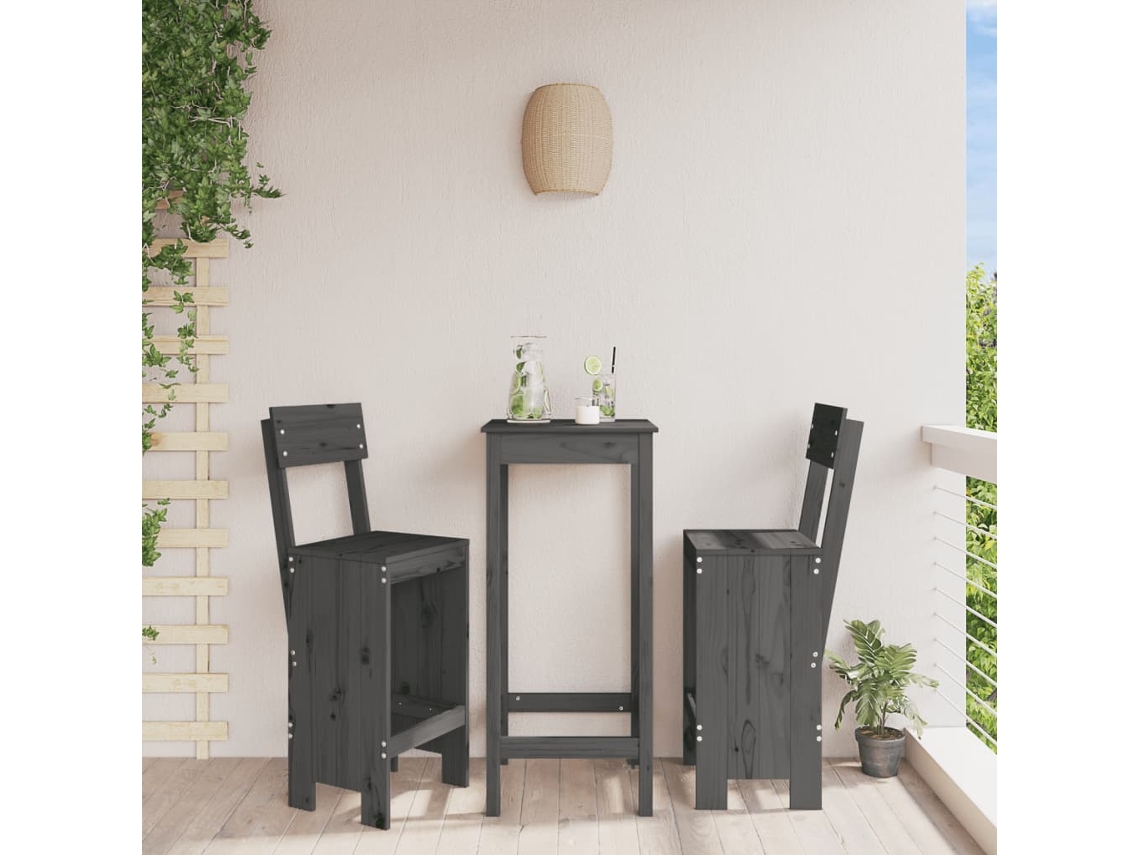 Cadeiras De Bar 2 Pcs 40x48,5x115,5 Cm Pinho Maciço Cinzento Dkd Home Decor