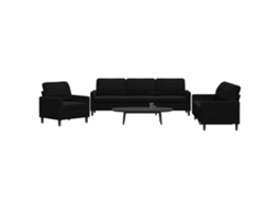 Vidaxl 3 Pcs Conjunto De Sofás Com Almofadões Veludo Preto