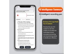 Aetheria gravadora de Voz Digital com Transcrição Ai Smart Hd Redução de Ruído Gravação de Chamadas 32g