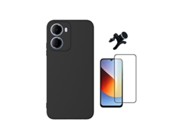 Kit Vidro Temperado Capa Silicone Líquido Suporte Magnético Reforçado Phonecare Para Xiaomi Redmi 15a 5g - Preto