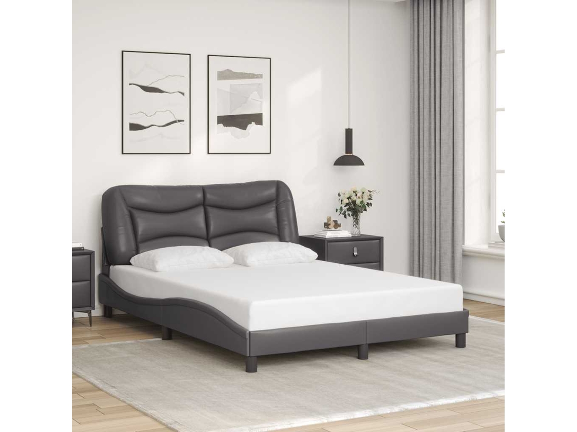 Vidaxl Estrutura de Cama Sem Colchão Hvar 120x200cm Couro Artificial Cinzento