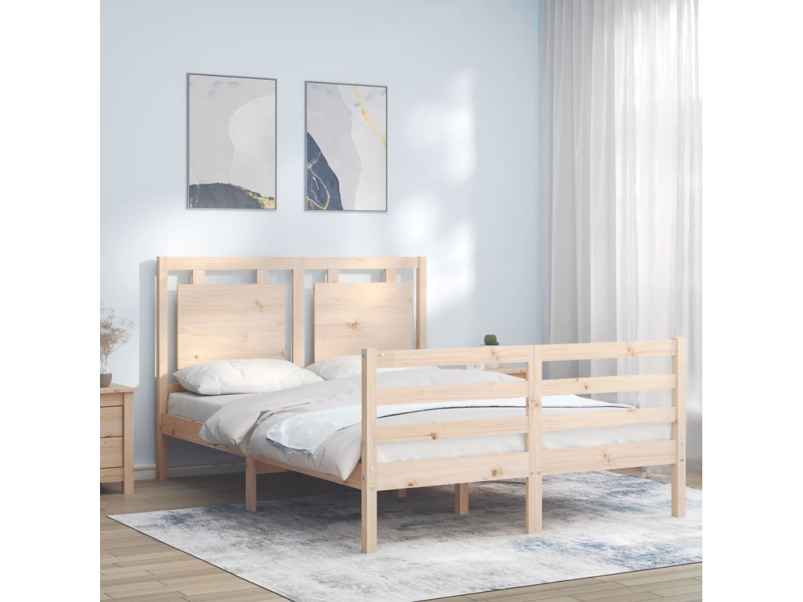 Estrutura De Cama De Casal C/ Cabeceira Madeira Maciça