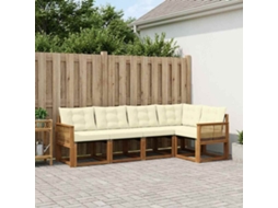 Vidaxl Conjunto De Sofás Para Exterior 5 Unid. Natural E Creme