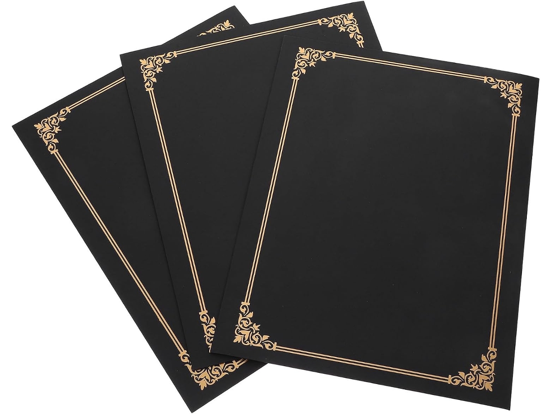 Capas De Certificado Fácil De Decorar Em Papel Noir Lote De 3 Moedas Arrondis E Résistant Aux Rayures