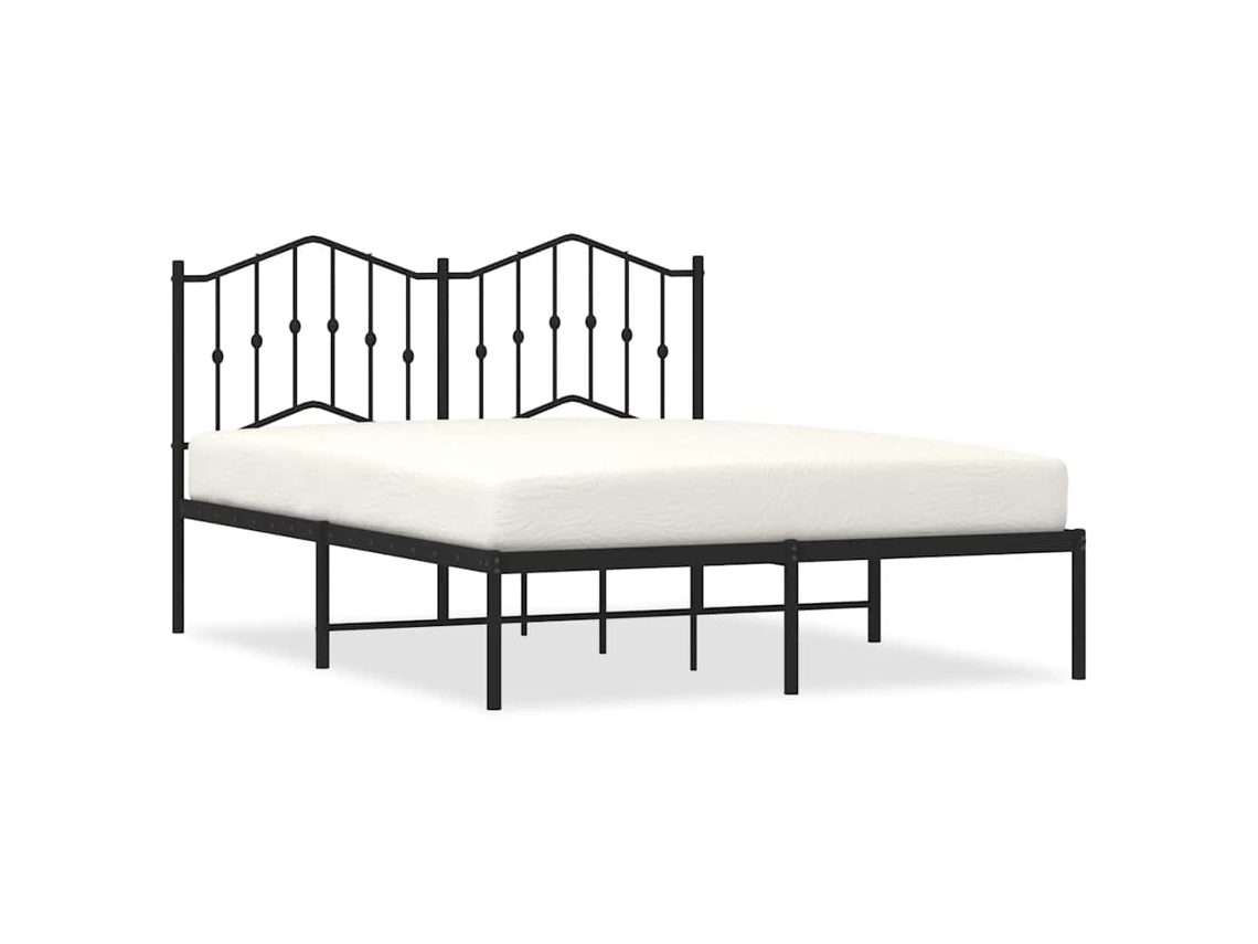 Estrutura de Cama em Metal com Cabeceira 150x200 cm Preto MAISON EXCLUSIVE