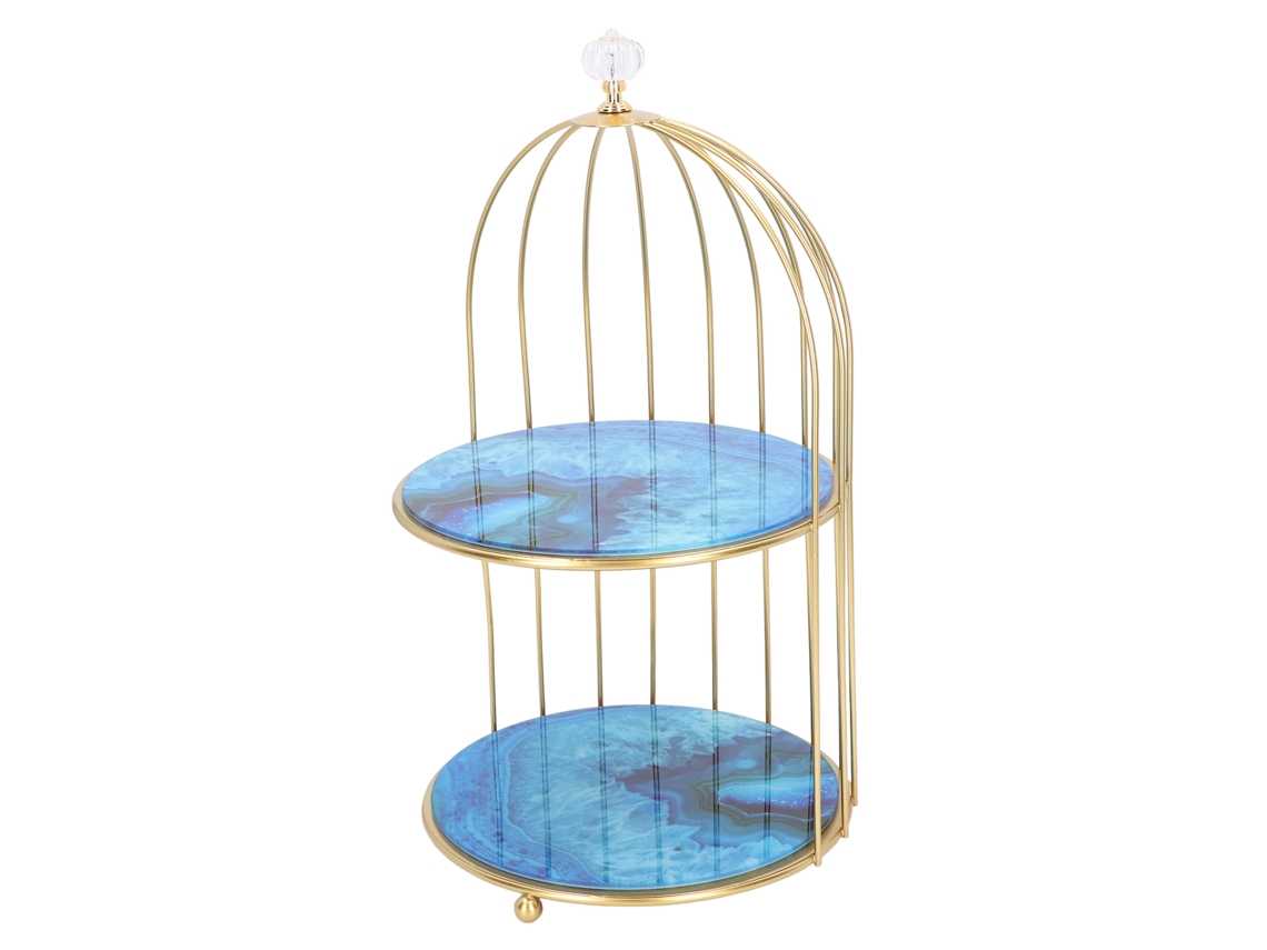 Prateleira de Armazenamento de Duas Camadas para Banheiro Mesa de Maquiagem Gaiola Aro Dourado S/MARCA