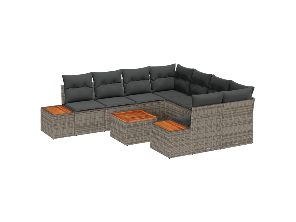 Conjunto 9 Conjunto De Sofá De Jardim Vidaxl Cinzento Vime Pe (55 X 55 X 37 Cm)