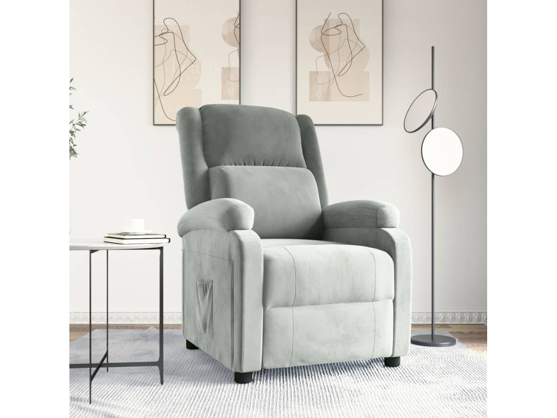 Vidaxl Poltrona Reclinável Veludo Cinzento-claro