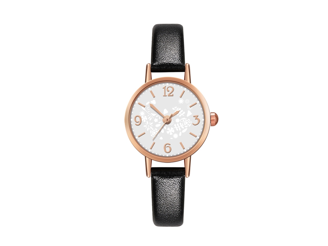 Reloj Unisex De Pulsera Analógico De Cuarzo Con Dial Redondo (espejo Blanco Y Correa Negra)