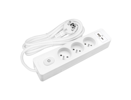 Extensão Eléctrica SELDUR G3Fu32B 3 Tomadas + Interrutor Usb A+C Carregamento Standard 12W Branco Cabo de 3M
