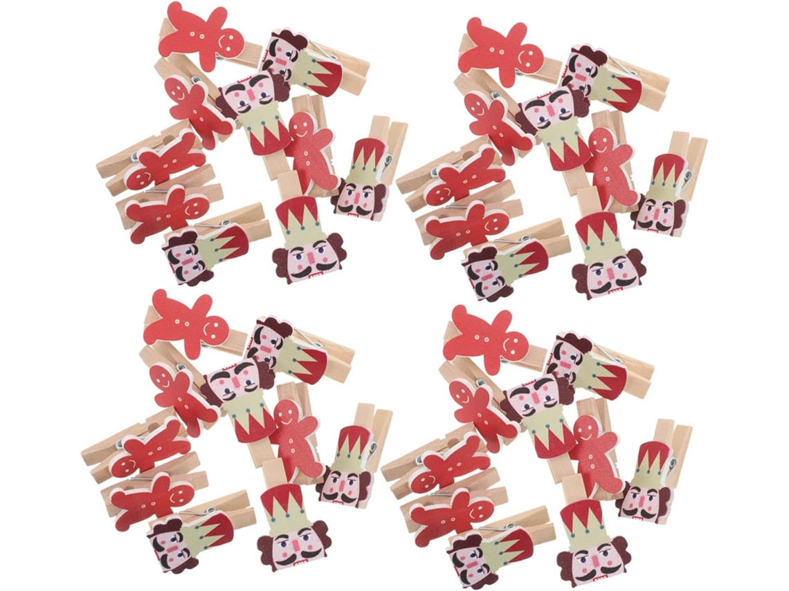 Conjunto 50 Prendedores Fotos Natal Madeira Formato Quebra Nozes Especiarias Clipes Decorativos Miniatura GOKOCO
