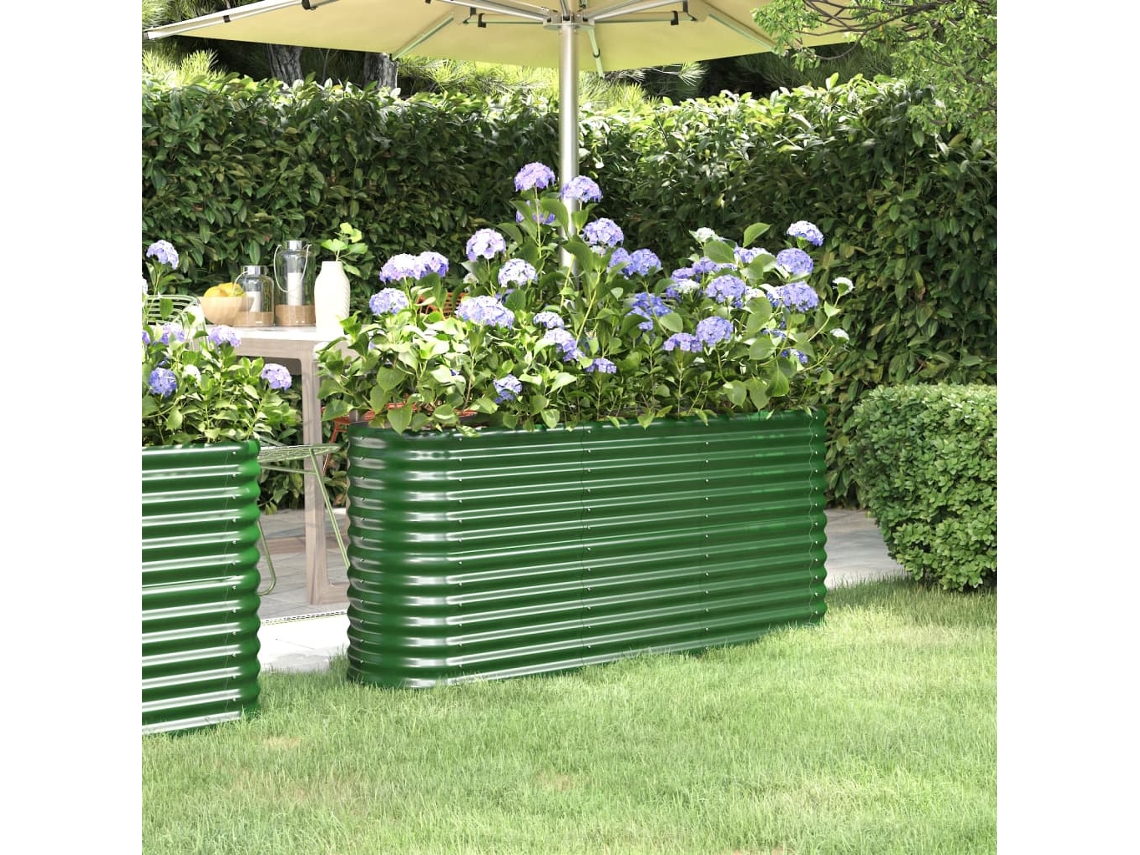 Vidaxl Canteiro Elevado Jardim 152x40x68 Cm Aço Galvanizado Verde