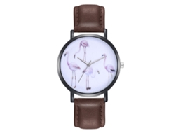 Relógio feminino simples e elegante em couro PU com cristal K027-h (café)