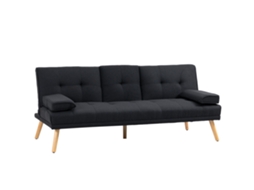 Sofá cama 3 Assentos Mesa Porta copos Linho Cinza 250kg