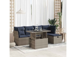 Vidaxl 6 Pcs Conjunto Sofás Jardim Com Almofadões Pe/acácia Cinzento