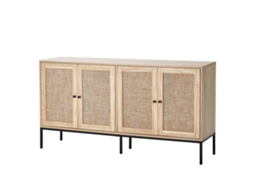 Armário de vime VEVOR 150 x 36 x 80 cm com 4 portas e prateleiras, cor madeira