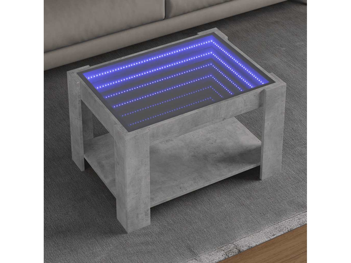 Vidaxl Mesa De Centro C/ Leds 73x53x45 Cm Derivados De Madeira