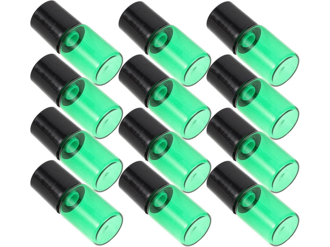 Frascos roll-on recarregáveis de vidro verde de 2 ml, pacote com 15 frascos vazios com ponta esférica para tintas a óleo.