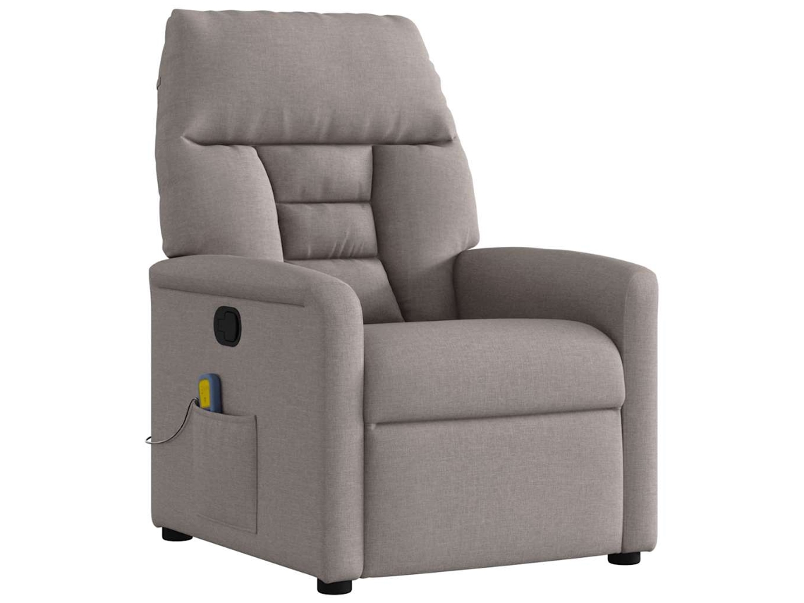 Vidaxl Poltrona De Massagens Reclinável Tecido Cinzento-acastanhado