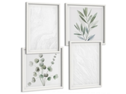 Composição De Quadros Mármore Elegante Estrutura De Galhos Espelharte (4 Peças)