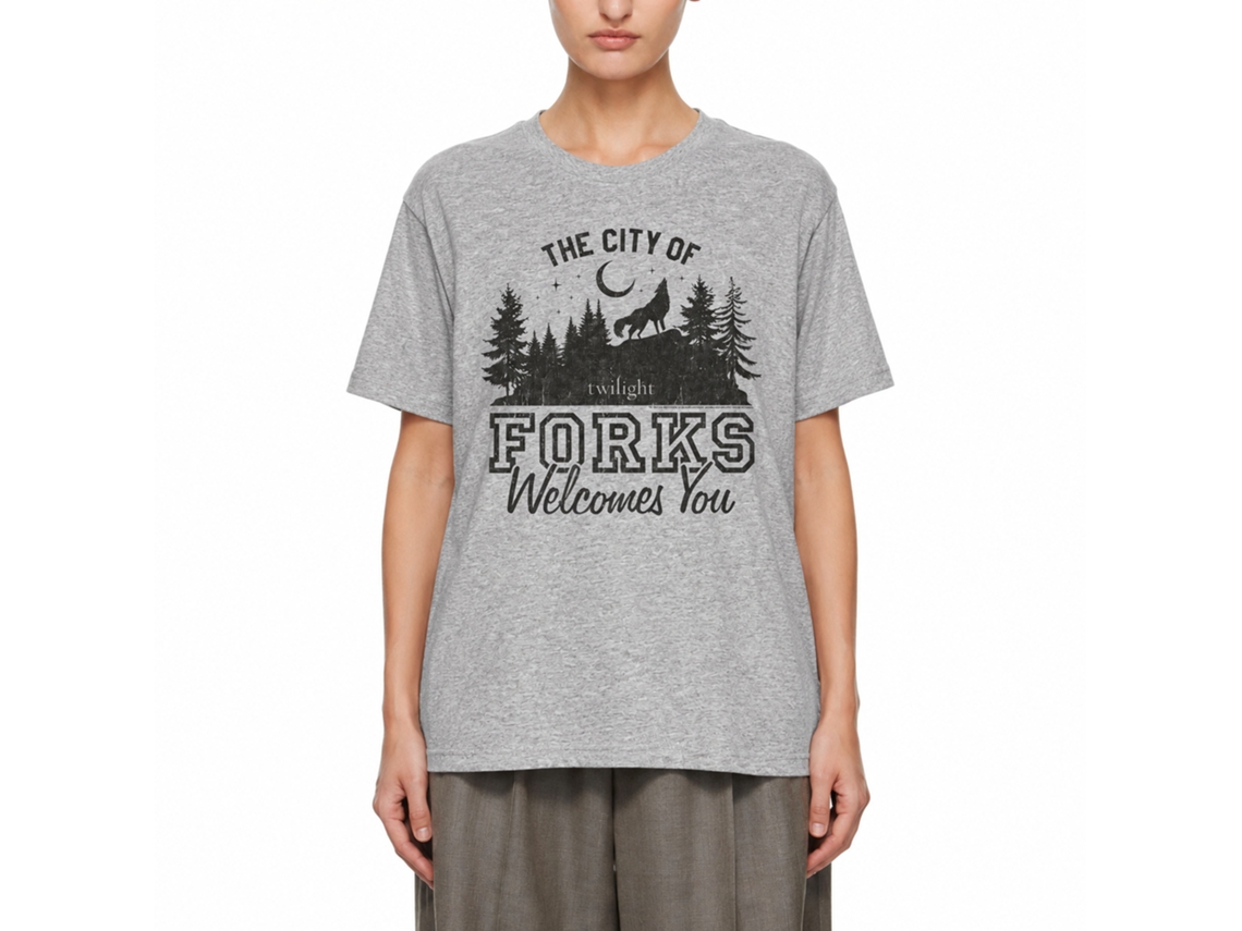 Rockinstone Twilight Movie The City Of Forks Gray Adult T-shirt Size:xxl