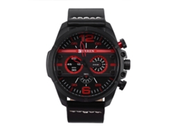Relógio masculino analógico estilo militar com pulseira de couro PU, resistente à água e com movimento de quartzo.