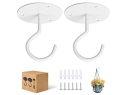 Conjunto 2 Ganchos Metálicos de Teto Brancos, Resistentes para Plantas, Serve Vasos e Decorações Casa e Jardim