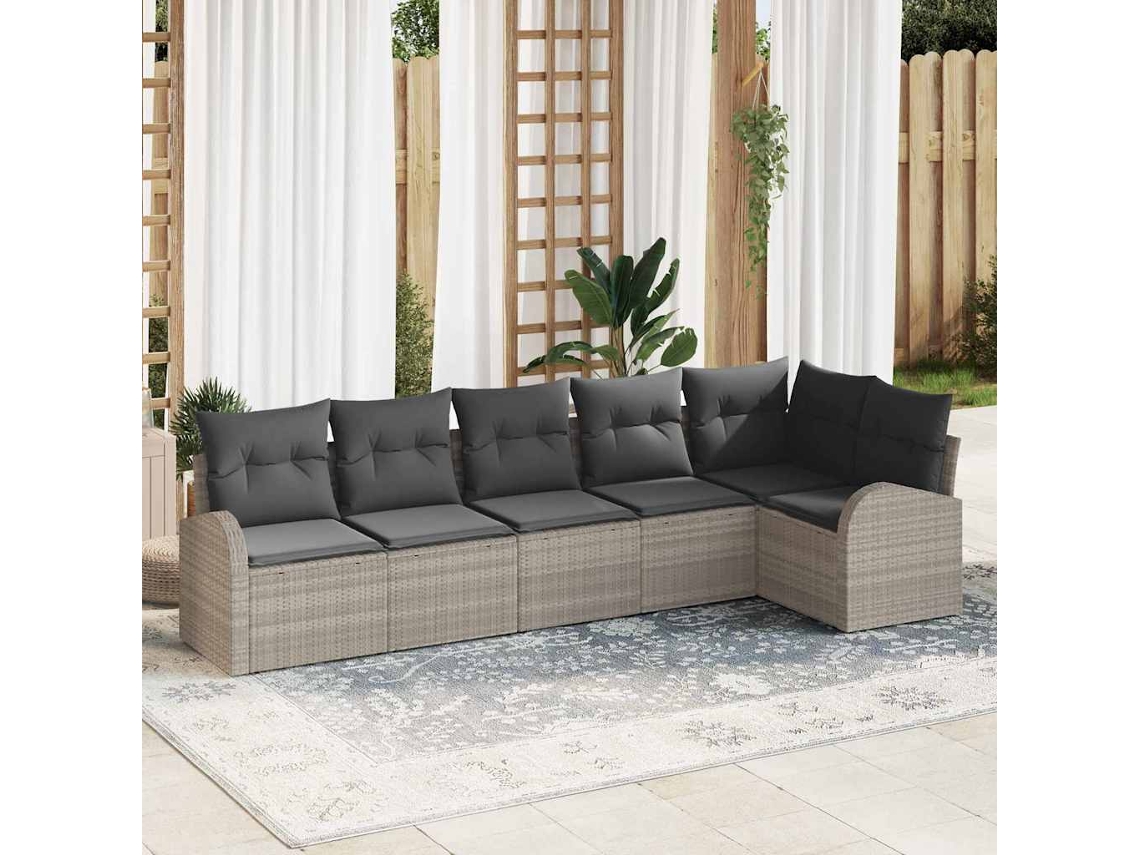 Vidaxl Conjunto De Sofá De Jardim Com Almofada 6 Pcs Cinzento-claro
