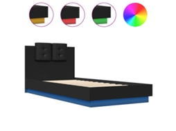 Conjunto de 2 Estruturas de Cama com Cabeceira e Luzes Led Preto MAISON EXCLUSIVE (100x200 cm)