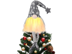 Topo de árvore de Natal com luzes, duende iluminado 35cm | S/MARCA