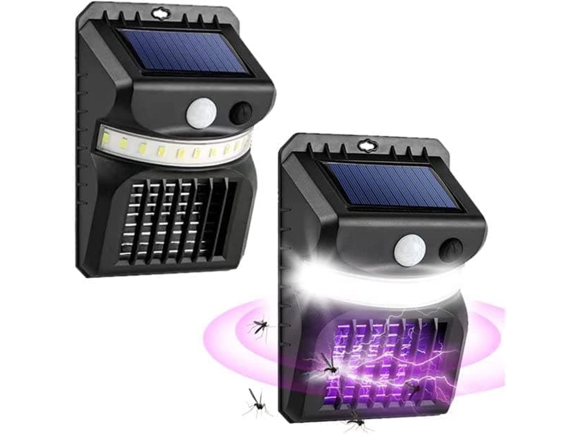 Kit com 8 Lâmpadas Solares 3 em 1 para Insetos, Mata insetos com Luz Uv, Sensor de Movimento Led e Armadilha para Mosquitos AQUAFORGE