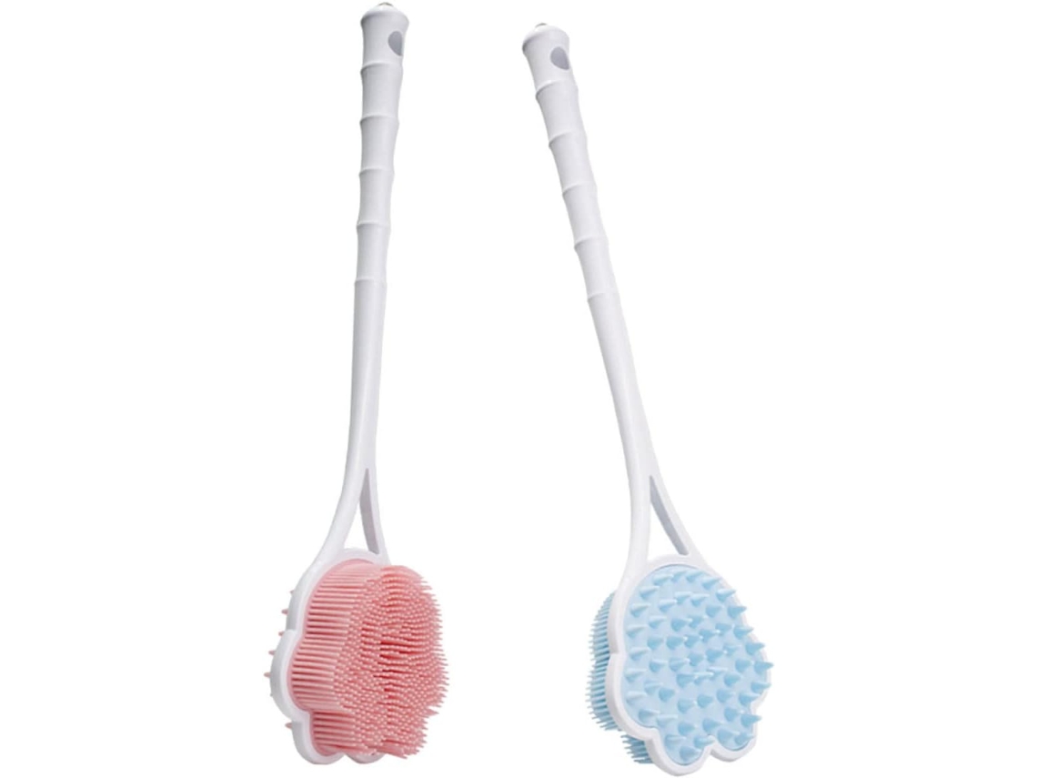 Escovas De Banho Silicone Plafope, Escova Esfoliante Macia E Confortável Com Cabo Longo, Conjunto De 2, Acessórios