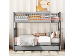 Beliche 90x200cm para crianças e adolescentes com cama auxiliar, segurança, escada resistente, cinza KOMHTOM