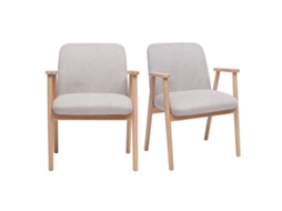 Sillas de Tejido com Efeito Terciopelo Texturizado Bege e Madera Clara Kitty MILIBOO (lote de 2)