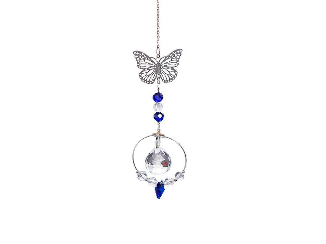 Decoração De Borboleta Com Bola De Cristal Prismática Arco-íris Para Pendurar