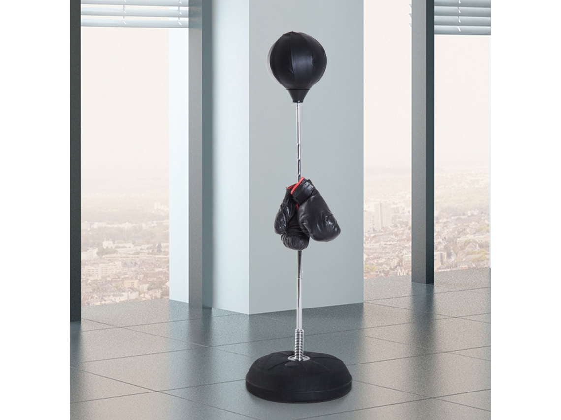 Saco De Pancadas Com Base Ajustável 126-144 Cm Inclui Luvas E Bomba Preto