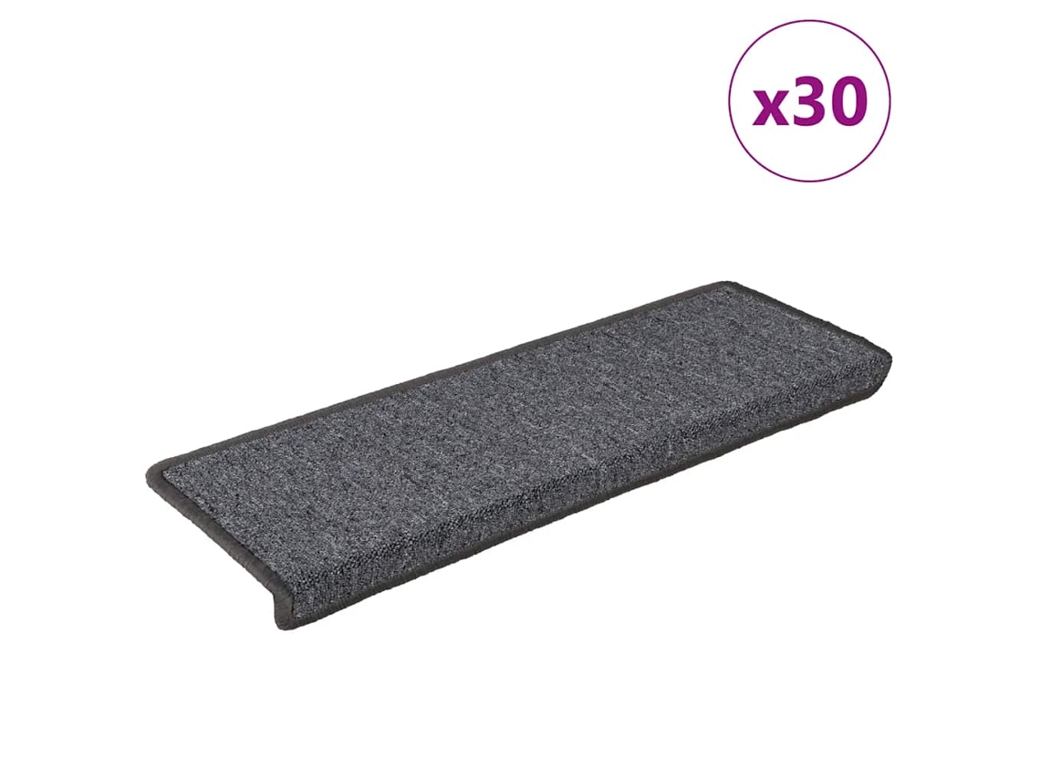 Vidaxl Tapetes De Escada 30 Peças 65x21x4 Cm Cinza Escuro Com Borda Retangular